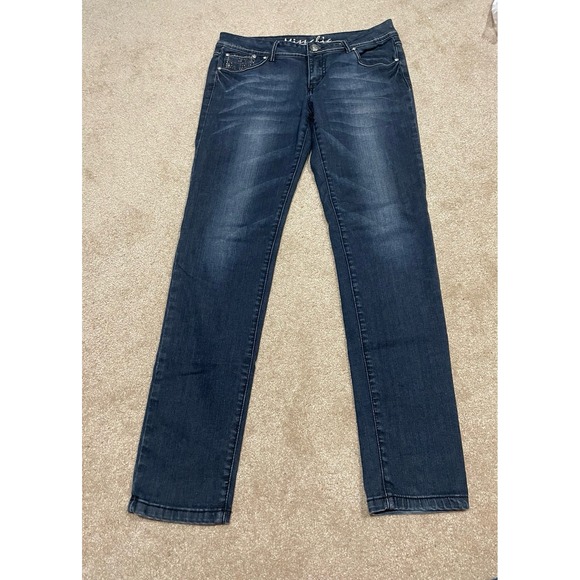 Miss Chic Size 11 Darkwash Skinny Jeans With Bling Pockets - Picture 1 of 11